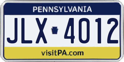 PA license plate JLX4012