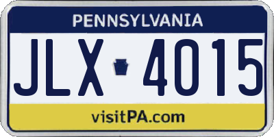 PA license plate JLX4015