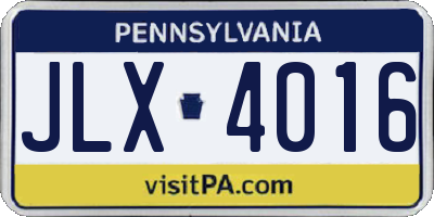 PA license plate JLX4016