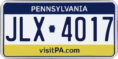 PA license plate JLX4017
