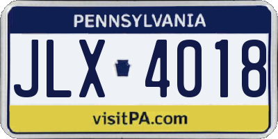 PA license plate JLX4018