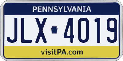 PA license plate JLX4019