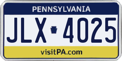 PA license plate JLX4025