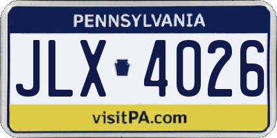 PA license plate JLX4026