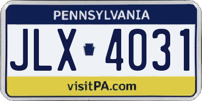 PA license plate JLX4031