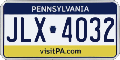 PA license plate JLX4032