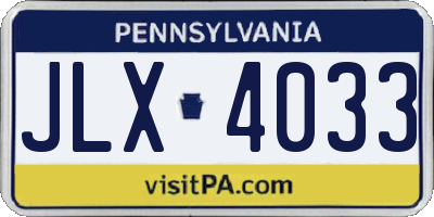 PA license plate JLX4033