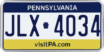 PA license plate JLX4034