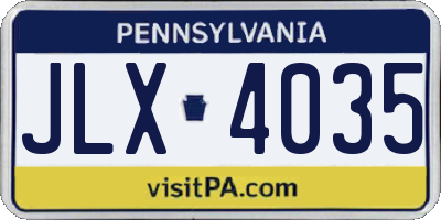 PA license plate JLX4035