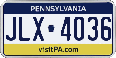 PA license plate JLX4036