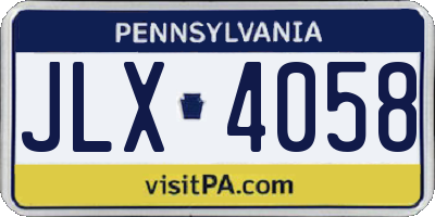 PA license plate JLX4058