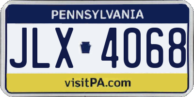 PA license plate JLX4068