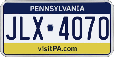 PA license plate JLX4070