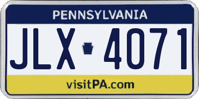 PA license plate JLX4071