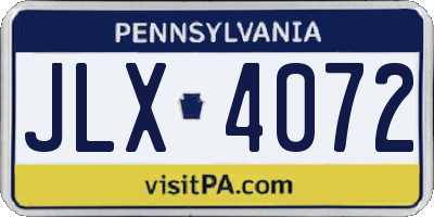 PA license plate JLX4072