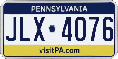 PA license plate JLX4076