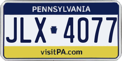 PA license plate JLX4077