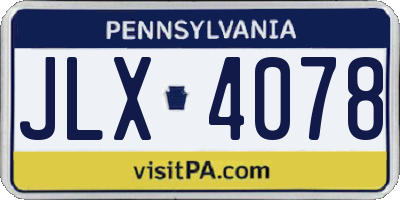 PA license plate JLX4078