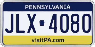 PA license plate JLX4080