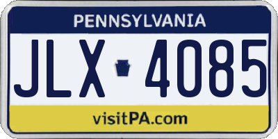 PA license plate JLX4085