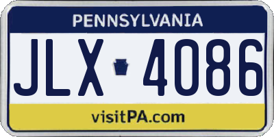 PA license plate JLX4086