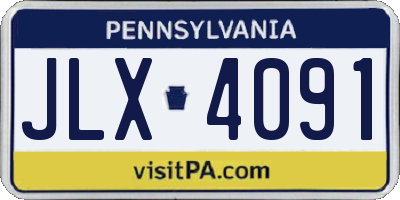 PA license plate JLX4091