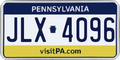 PA license plate JLX4096