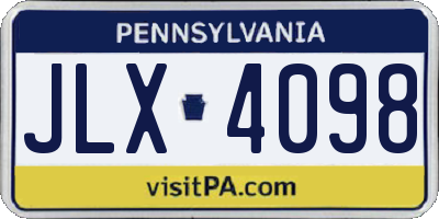 PA license plate JLX4098