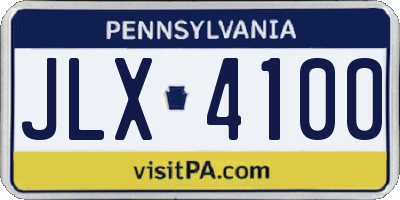 PA license plate JLX4100