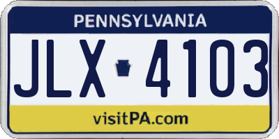 PA license plate JLX4103