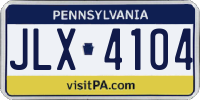 PA license plate JLX4104