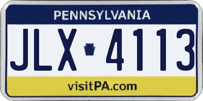 PA license plate JLX4113