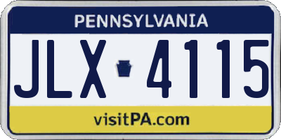 PA license plate JLX4115