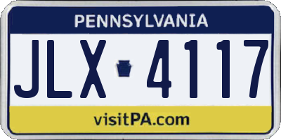PA license plate JLX4117