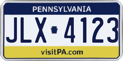 PA license plate JLX4123