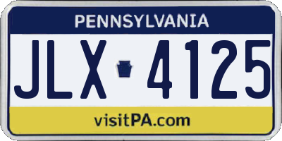 PA license plate JLX4125