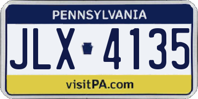 PA license plate JLX4135