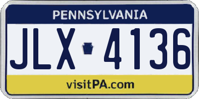PA license plate JLX4136