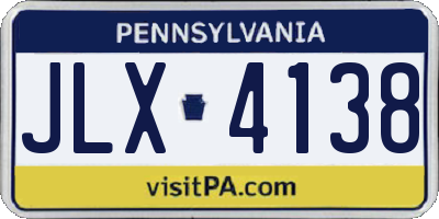 PA license plate JLX4138
