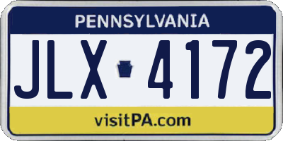 PA license plate JLX4172