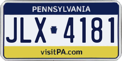 PA license plate JLX4181