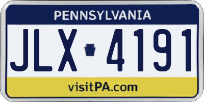 PA license plate JLX4191