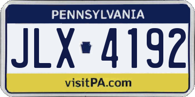 PA license plate JLX4192