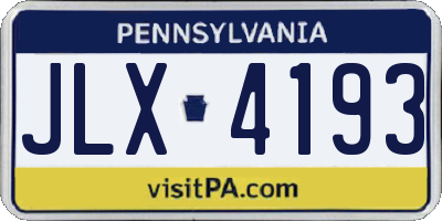 PA license plate JLX4193