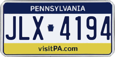 PA license plate JLX4194
