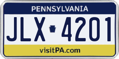 PA license plate JLX4201