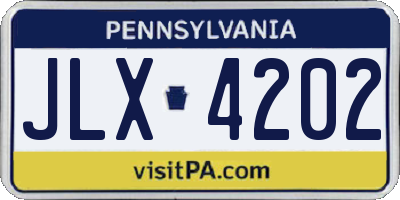PA license plate JLX4202