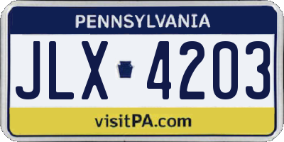 PA license plate JLX4203