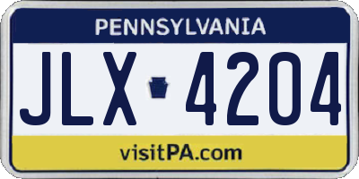 PA license plate JLX4204