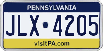 PA license plate JLX4205